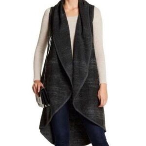 Lucky Brand Women’s L/XL Wool Blend Multicolor Open Front Knit Long Sweater Vest